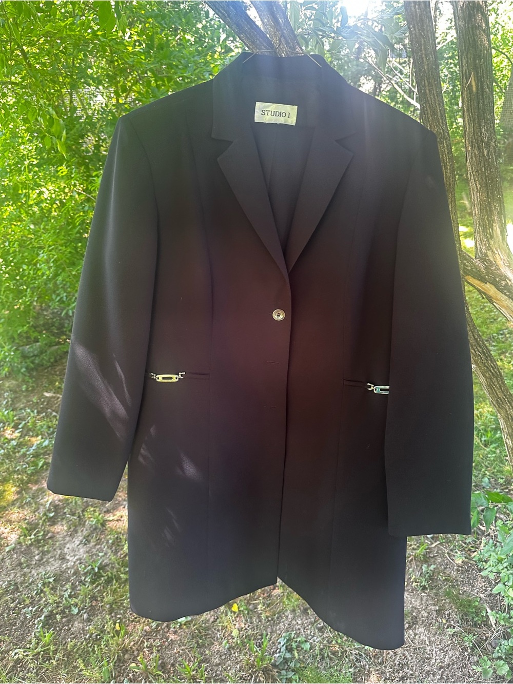 Studio 17 Black Women's Single-Button Blazer Pant Suit